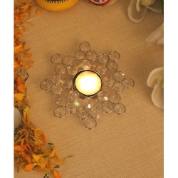 Home Sparkle Silver Table Top and Hanging Crystal Tea Light Holder - Pack of 1