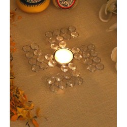 Home Sparkle Silver Table Top and Hanging Crystal Tea Light Holder - Pack of 1