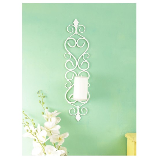 Home Sparkle White Hanging Iron Pillar Candle Holder - Pack of 1