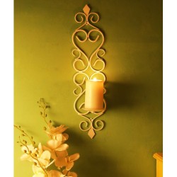 Home Sparkle White Hanging Iron Pillar Candle Holder - Pack of 1