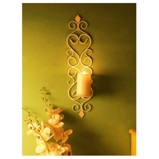 Home Sparkle White Hanging Iron Pillar Candle Holder - Pack of 1