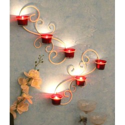 Home Sparkle White Table Top and Hanging Iron Tea Light Holder - Pack of 1