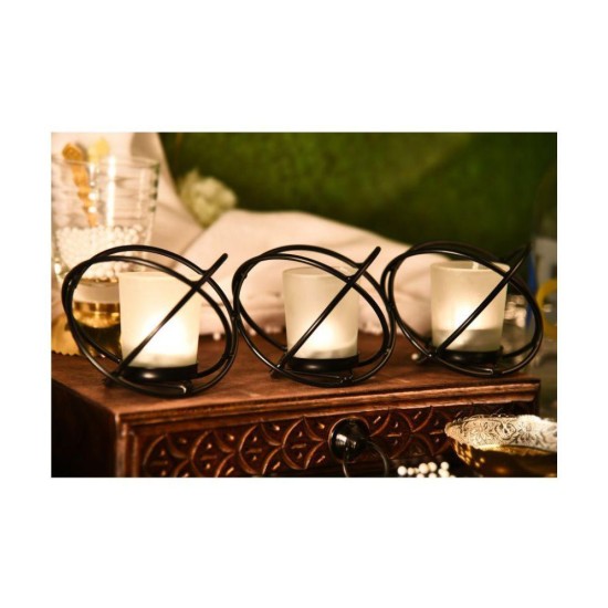 Hosley 3 Cups Tealight Holder/ Black Metal Wall Sconce - Pack of 1