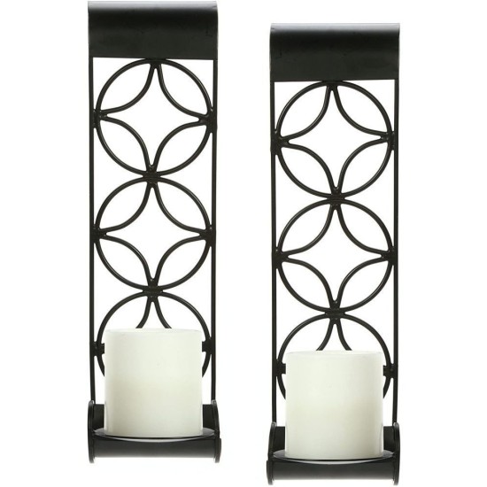 Hosley Black Hanging Iron Pillar Candle Holder - Pack of 1