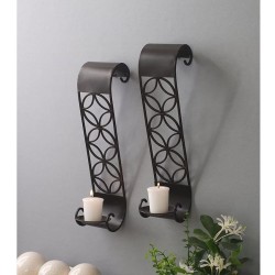 Hosley Black Hanging Iron Pillar Candle Holder - Pack of 1