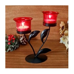 Hosley Black Table Top Iron Tea Light Holder - Pack of 1