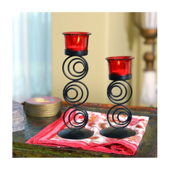 Hosley Black Table Top Iron Tea Light Holder - Pack of 1