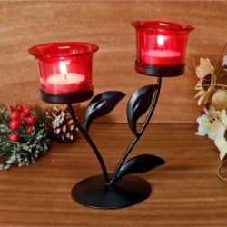 Hosley Black Table Top Iron Tea Light Holder - Pack of 1
