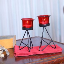 Hosley Black Table Top Iron Tea Light Holder - Pack of 1