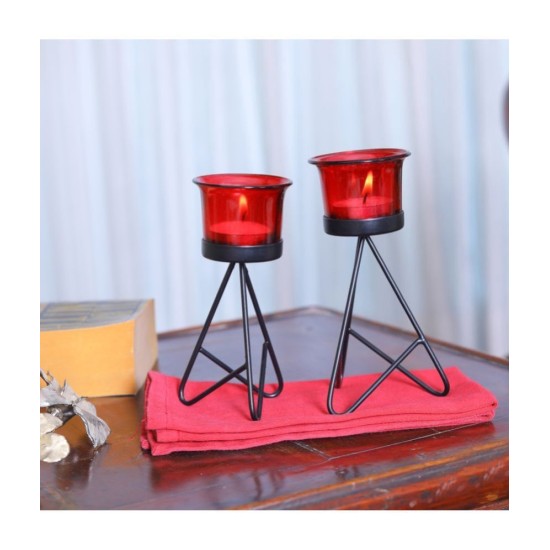 Hosley Black Table Top Iron Tea Light Holder - Pack of 1