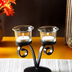 Hosley Black Table Top Iron Tea Light Holder - Pack of 1