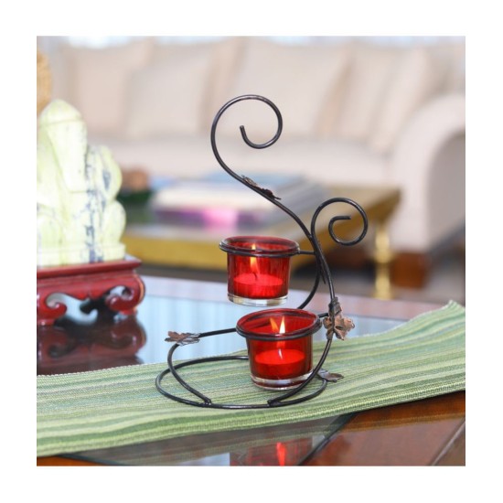 Hosley Black Table Top Iron Tea Light Holder - Pack of 1