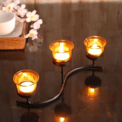 Hosley Black Table Top Iron Tea Light Holder - Pack of 1