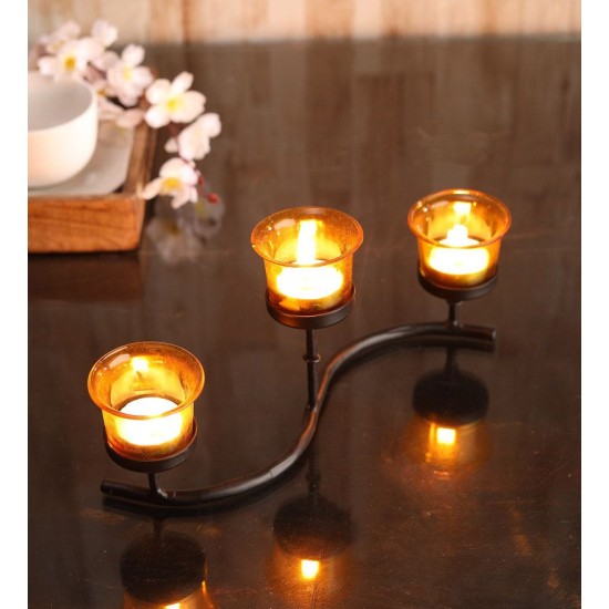 Hosley Black Table Top Iron Tea Light Holder - Pack of 1