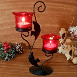 Hosley Black Table Top Iron Tea Light Holder - Pack of 1