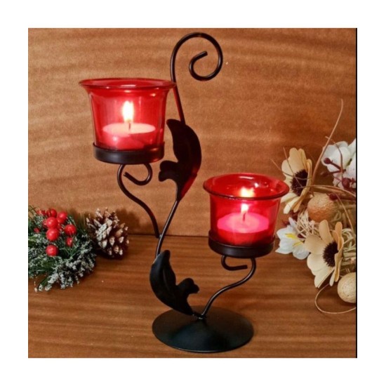 Hosley Black Table Top Iron Tea Light Holder - Pack of 1