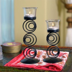 Hosley Black Table Top Iron Tea Light Holder - Pack of 1