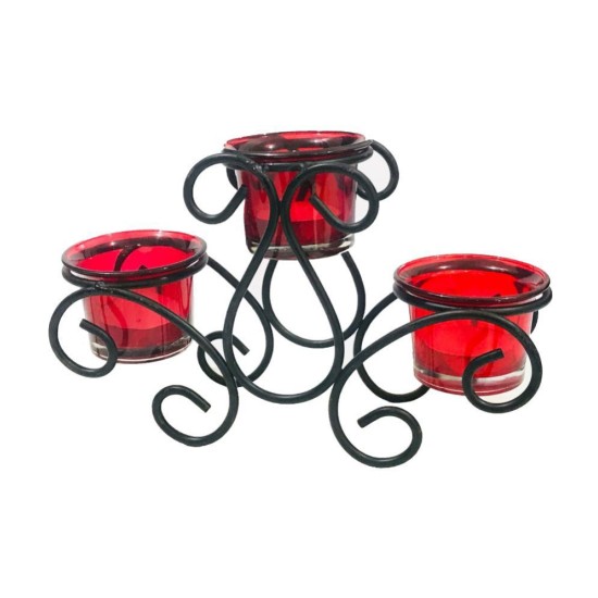 Hosley Black Table Top Iron Tea Light Holder - Pack of 1