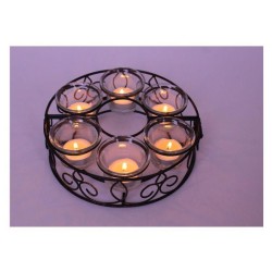 Hosley Black Table Top Metal Tea Light Holder - Pack of 7