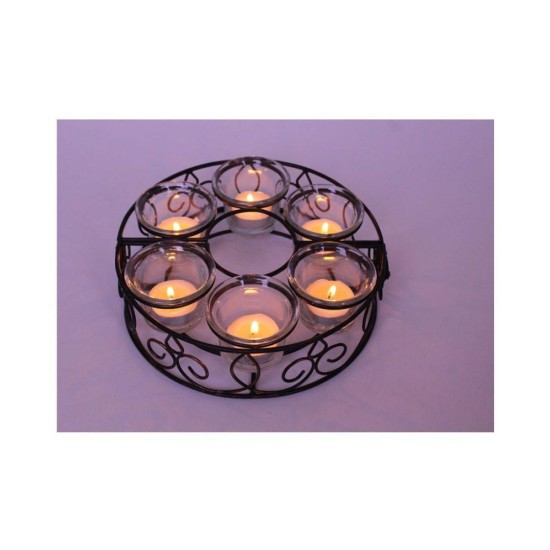 Hosley Black Table Top Metal Tea Light Holder - Pack of 7