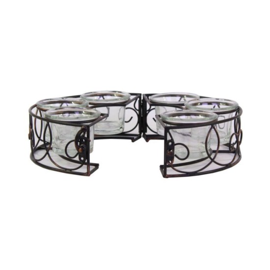 Hosley Black Table Top Metal Tea Light Holder - Pack of 7