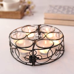 Hosley Black Table Top Metal Tea Light Holder - Pack of 7