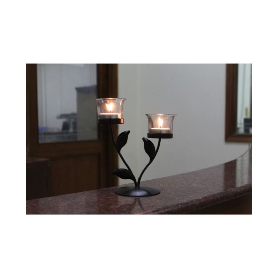 Hosley Brown Table Top Iron Tea Light Holder - Pack of 1