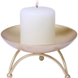 Hosley Gold Table Top Iron Pillar Candle Holder - Pack of 1