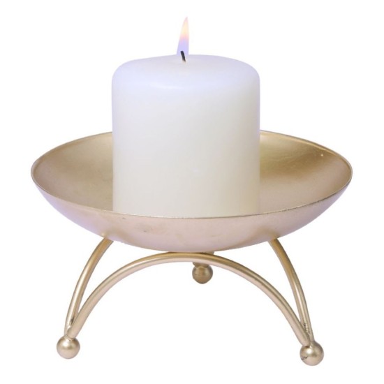 Hosley Gold Table Top Iron Pillar Candle Holder - Pack of 1