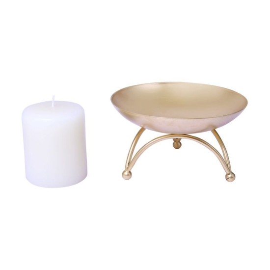 Hosley Gold Table Top Iron Pillar Candle Holder - Pack of 1