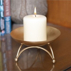 Hosley Gold Table Top Iron Pillar Candle Holder - Pack of 1