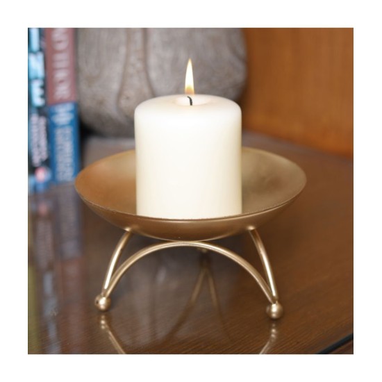 Hosley Gold Table Top Iron Pillar Candle Holder - Pack of 1