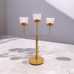 Hosley Gold Table Top Iron Tea Light Holder - Pack of 1