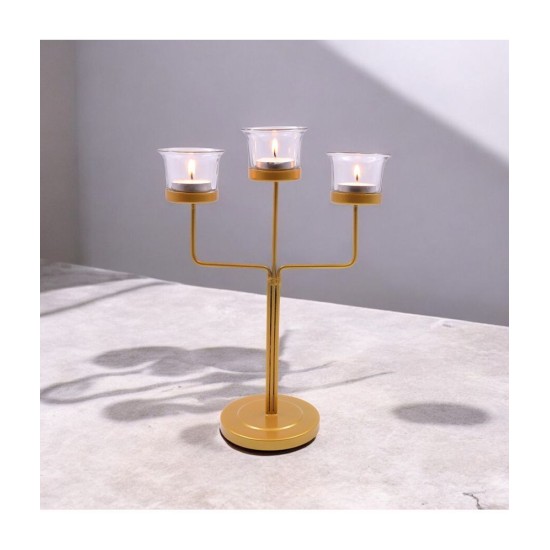 Hosley Gold Table Top Iron Tea Light Holder - Pack of 1