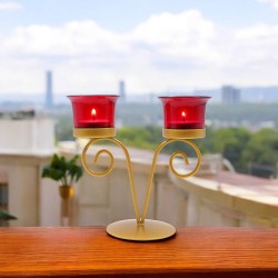 Hosley Gold Table Top Iron Tea Light Holder - Pack of 1