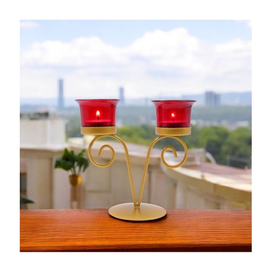 Hosley Gold Table Top Iron Tea Light Holder - Pack of 1