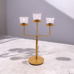 Hosley Gold Table Top Iron Tea Light Holder - Pack of 1