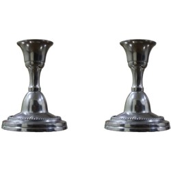 Hosley Silver Table Top Metal Taper Candle Holder - Pack of 2