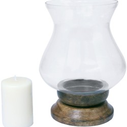 Hosley White Table Top Glass Pillar Candle Holder - Pack of 1