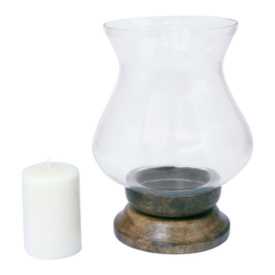 Hosley White Table Top Glass Pillar Candle Holder - Pack of 1