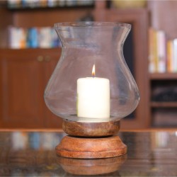 Hosley White Table Top Glass Pillar Candle Holder - Pack of 1