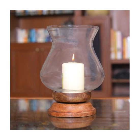 Hosley White Table Top Glass Pillar Candle Holder - Pack of 1