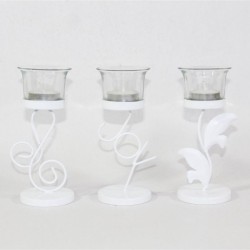 Hosley White Table Top Iron Tea Light Holder - Pack of 3