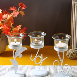 Hosley White Table Top Iron Tea Light Holder - Pack of 3