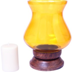 Hosley Yellow Table Top Glass Pillar Candle Holder - Pack of 1