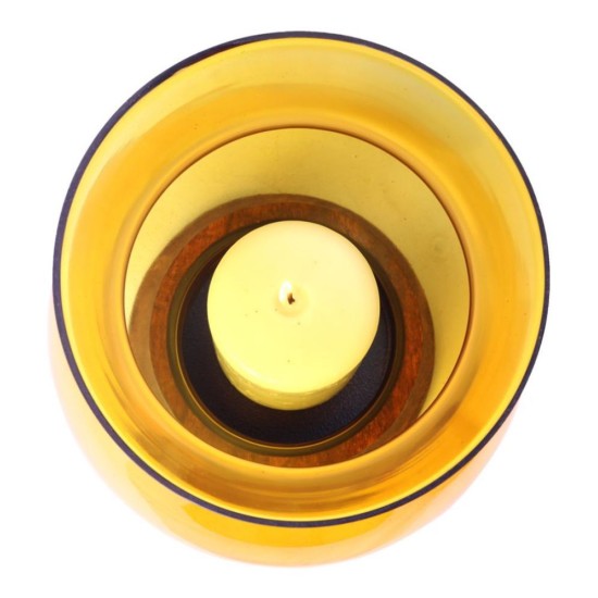 Hosley Yellow Table Top Glass Pillar Candle Holder - Pack of 1