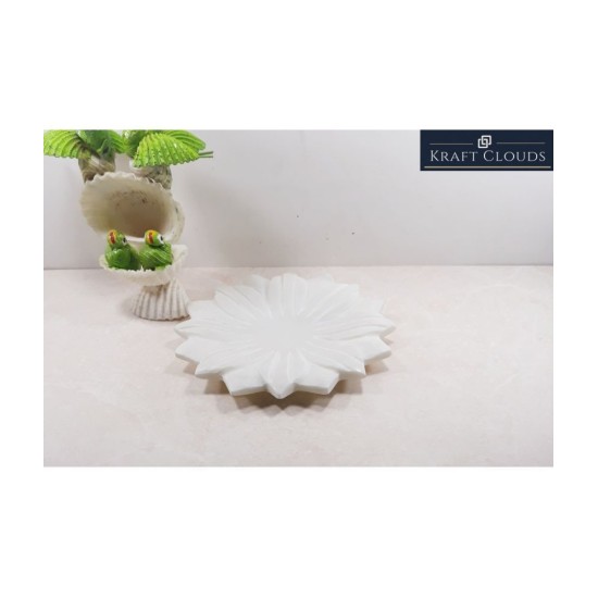 KRAFT CLOUDS White Table Top Marble Tea Light Holder - Pack of 1