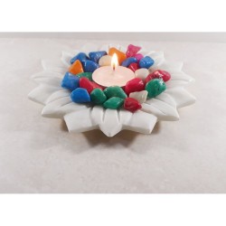 KRAFT CLOUDS White Table Top Marble Tea Light Holder - Pack of 1