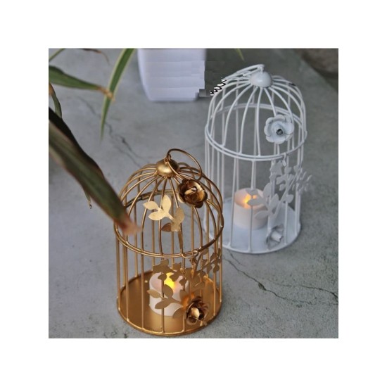 Laserbot Gold Hanging Iron Tea Light Holder - Pack of 2