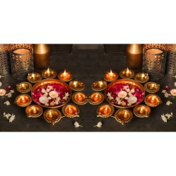 METAL MESTERY Gold Floor Iron Tea Light Holder - Pack of 2